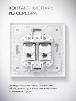 Metronex Розетка для сетевого кабеля LAN двойная белая с рамкой Квадро FRZ330218BEL
