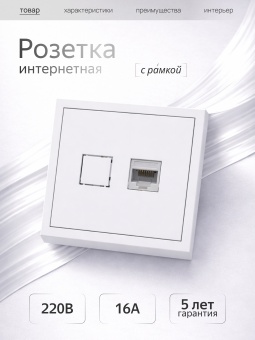 Metronex Розетка для сетевого кабеля LAN с рамкой белый матовый софт тач Квадро FRZ380117WST
