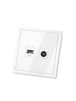 Metronex Розетка для сетевого кабеля LAN + TV с рамкой белый Квадро FRZ330221BEL