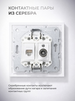 Metronex Розетка для сетевого кабеля LAN + TV с рамкой белый Квадро FRZ330221BEL